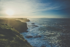 Rocky coastline in the the soft morning sun.